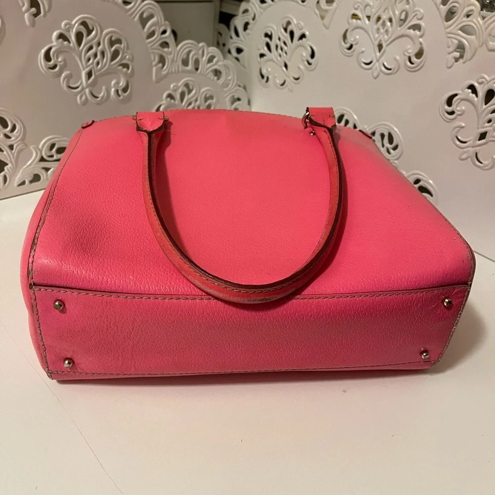 Kate Spade Neon Coral Pink Leather Tote